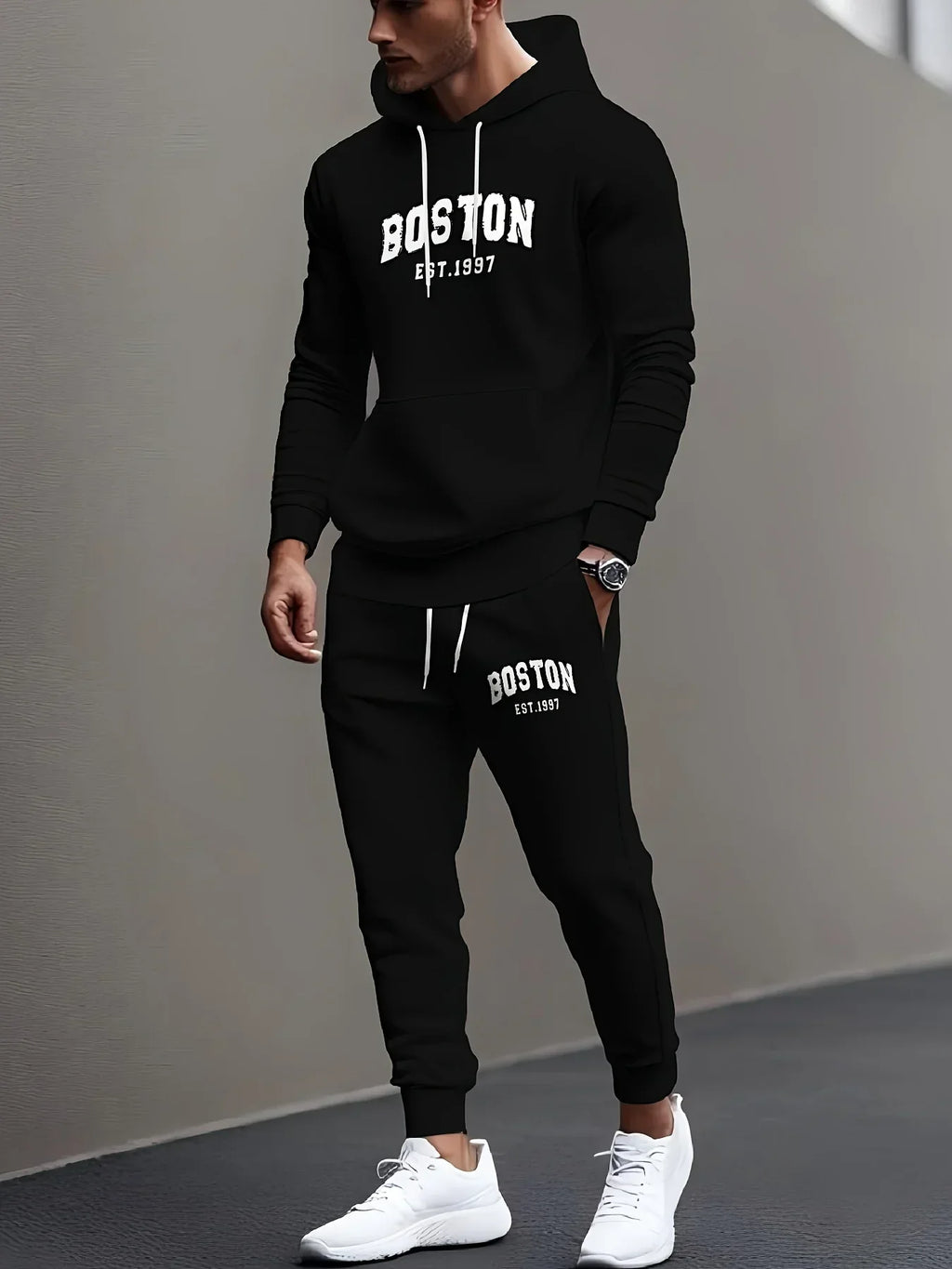2026 Men's Printed Cotton Hoodie Pants Set Autumn/Winter Men's and Women's Set Fashion Casual Hip Hop High Quality Hoodie Suit