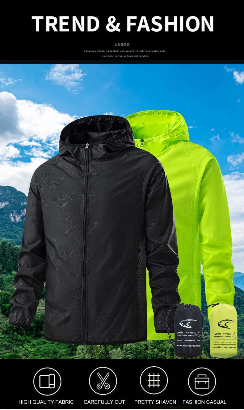 Men's Women's Waterproof Hiking Jackets Quick Dry Sun Protective Windbreaker Unisex Camping Climbing Outdoor Rain Coat