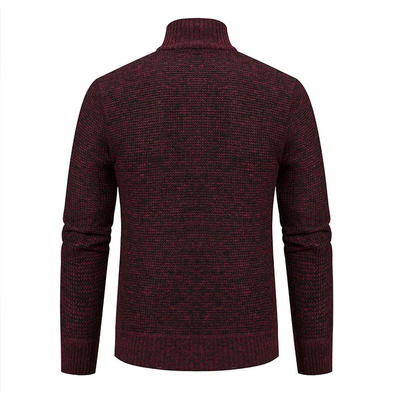Autumn Winter Sweater Men's Loose Cardigan New Cold High Neck Jumpers Patchworked Windbreaker Casual Jackets