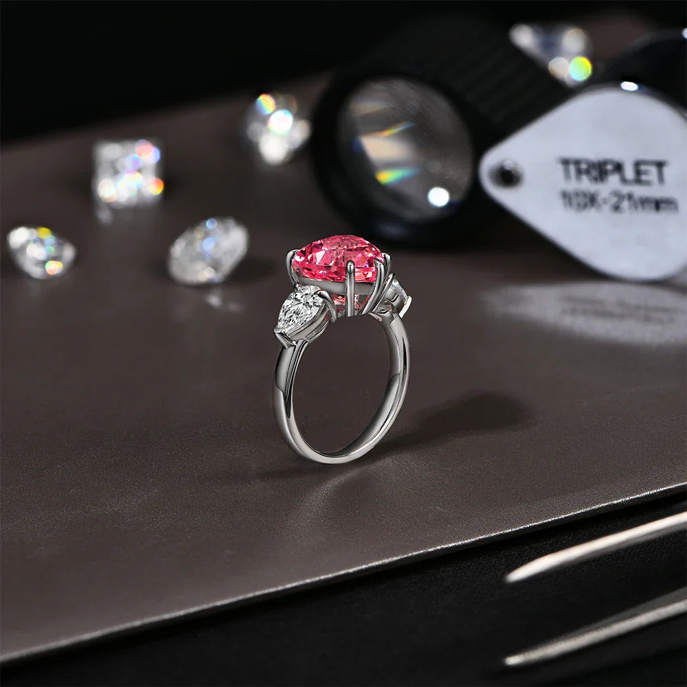 4CT Heart Cut Moissanite Ring 10*10mm D Color 925 Sterling Silver Solitaire Ring Engagement Wedding Jewelry Top Quality