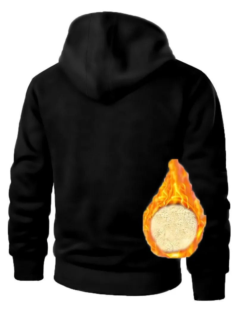 Animal Game Casual Hoodies for Men Heavyweight Fleece Sweatshirt Thick Sherpa Lined Hooded Zipper Jacket Thick Streetwear Coats