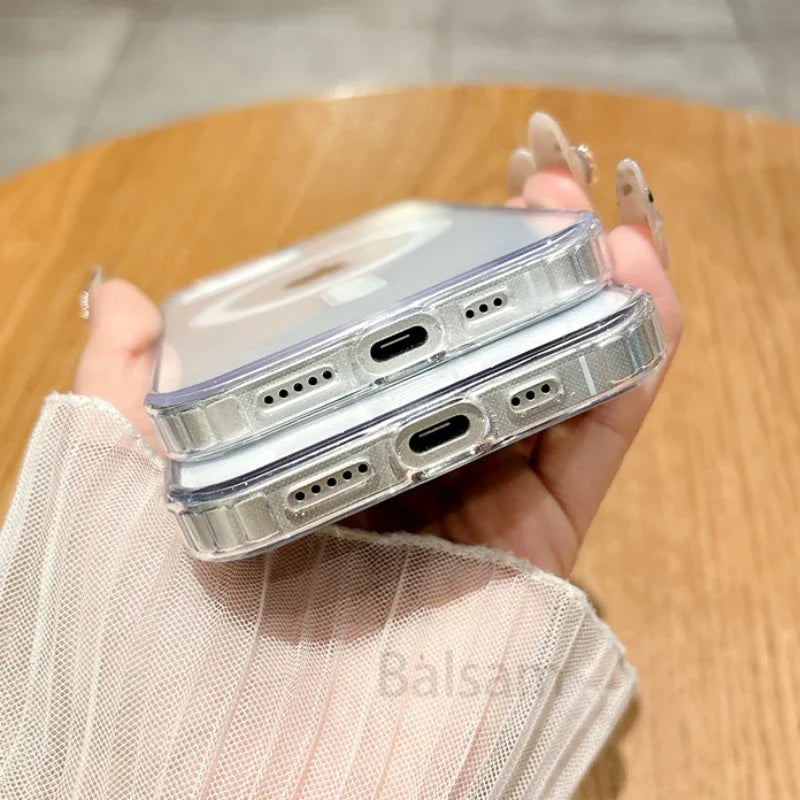 For Magsafe Magnetic Transparent Phone Case For iphone 16E 15 14 13 12 Mini 11 16 Pro Max XR X XS Max 7 8 Plus SE2020 Soft Cover