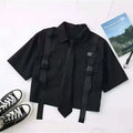 Cargo Pants with Chain 2 Piece Sets White Black Harajuku Shirt