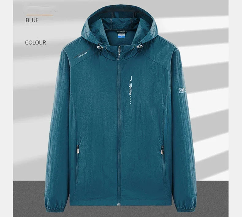 UPF50+ Summer Outdoor Quick Dry Sun-Protective Thin Jacket Men Hiking Fishing Cycling Hooded Gym Sport Ultra Light Windbreaker