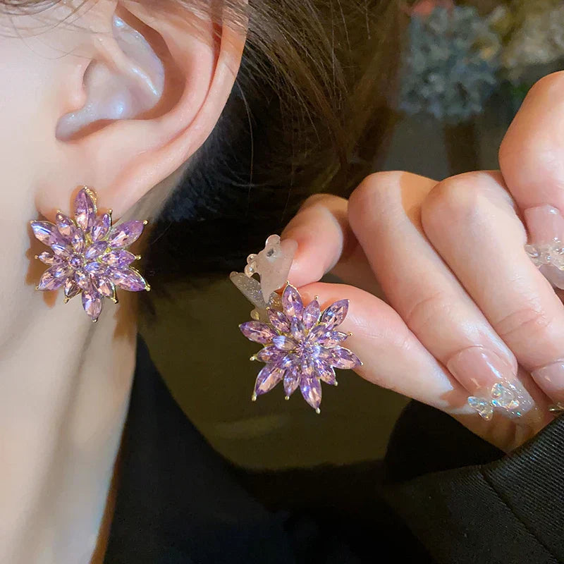 Flower Earrings for Women Korea Simple Sweet Stud Earrings Luxury High-grade Solid Color Charm Jewelry Girls Gift