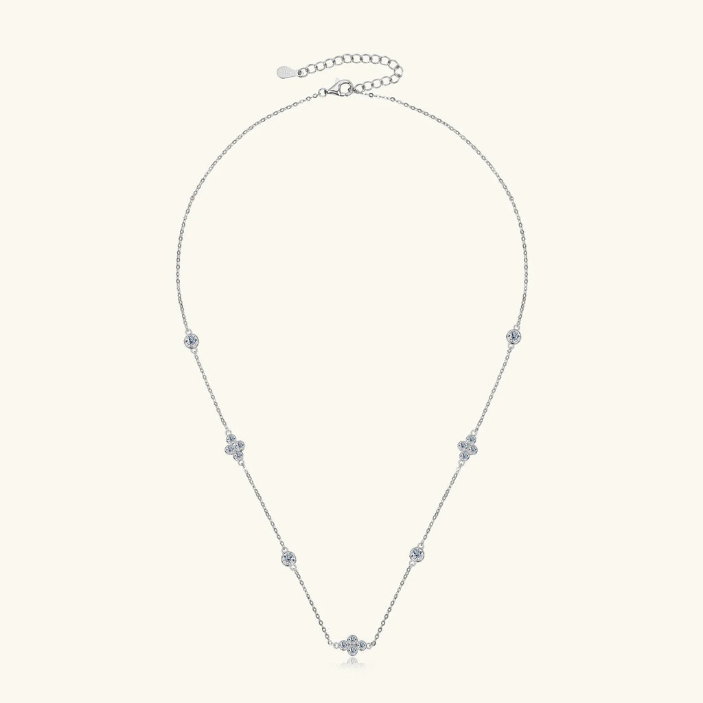 925 Sterling Silver Choker Necklaces 3mm Moissanite Clover Necklace for Women Neck Chain Female Jewelry Gift