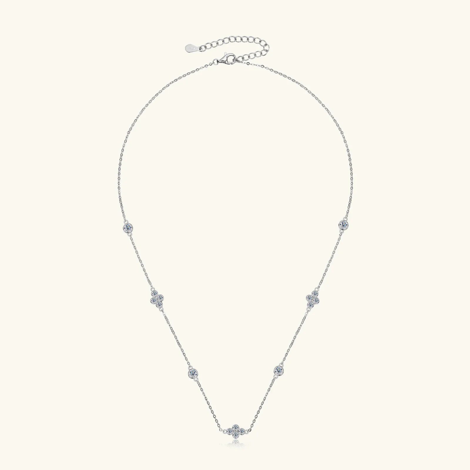 925 Sterling Silver Choker Necklaces 3mm Moissanite Clover Necklace for Women Neck Chain Female Jewelry Gift