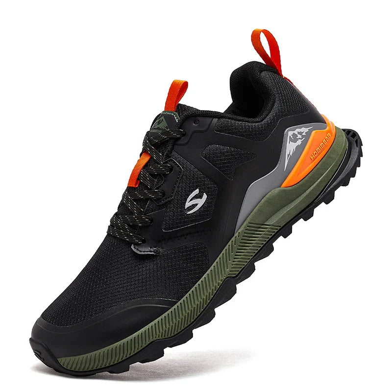 Unisex Hiking Sneakers Lace-Up Walking Shoes Outdoor Travel Artificial Leather Sneakers