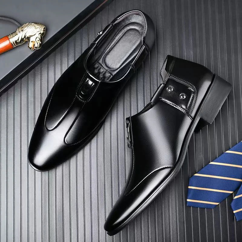 Summer Men's Breathable Mesh Casual Fashion Black/White Leather Board Shoes Comfortable Insole Suitable for Business Occasions