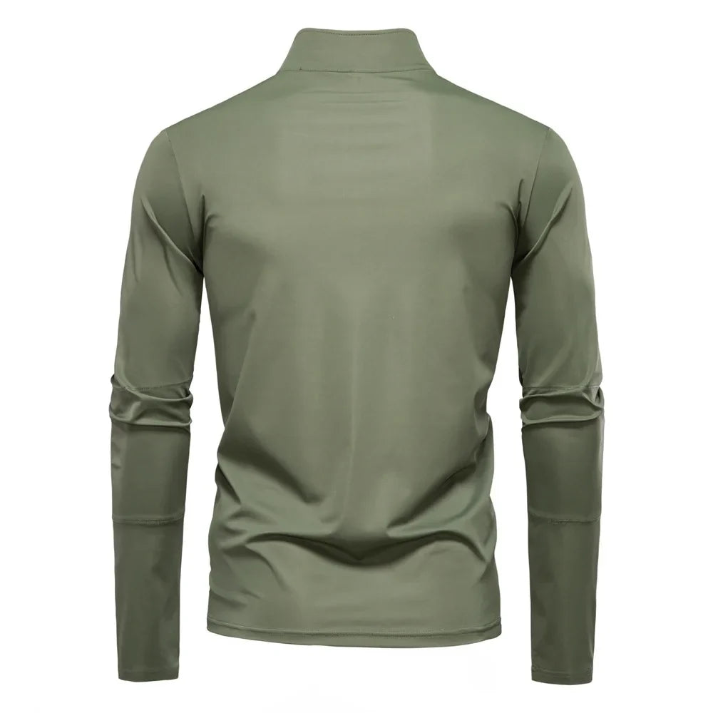 2026 Spring Summer New Men's Sunscreen Clothes Anti-UV UPF100+ T-shirt Long Sleeve Half Zip Top Male Outdoor Fishing Hiking Tops