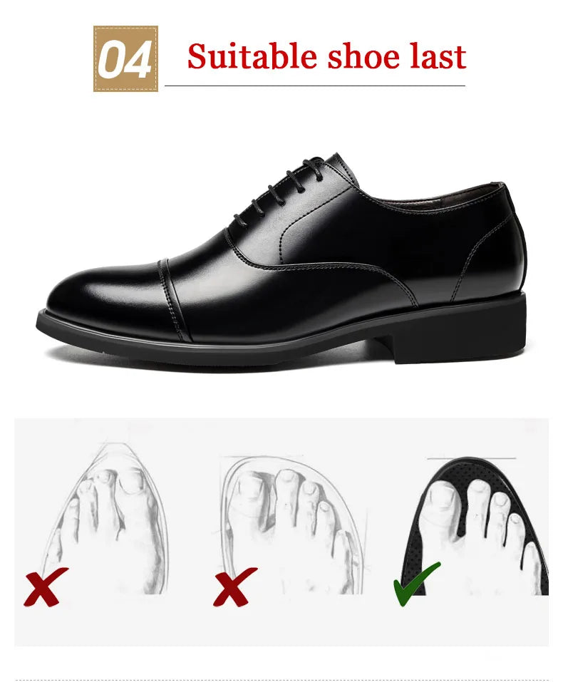 New Men 37-46 Men's Flat / 6CM Heightening Elevator Shoes Business Formal Leather Shoes Man British Casual Wedding Suit Shoes