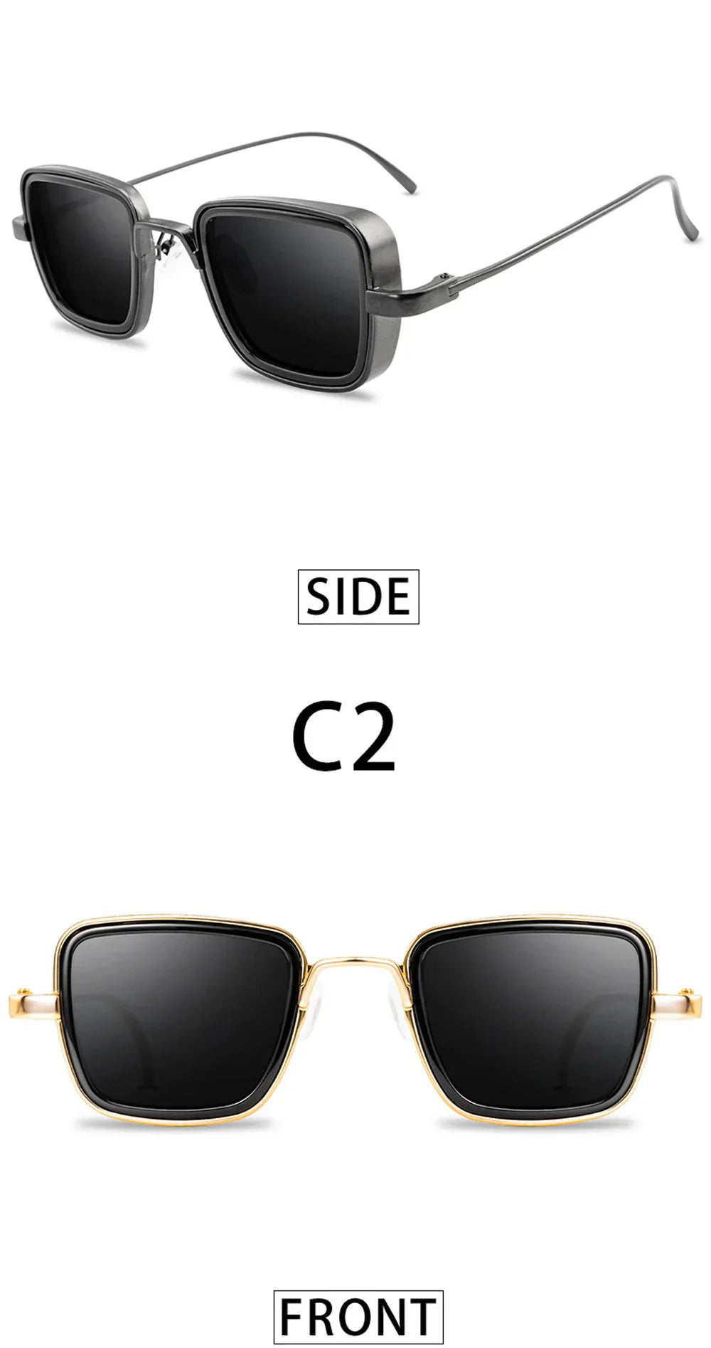 Brand Shades Men Women Sun Glasses UV400 Square Vintage Metal Steampunk Sunglasses