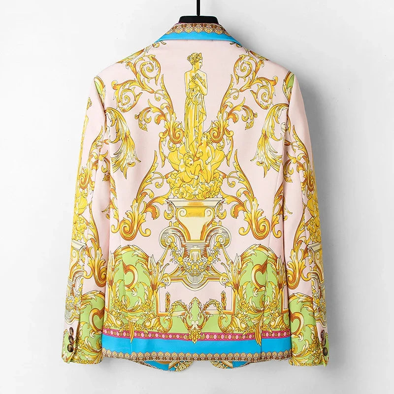 Mens Blazer Jacket Luxury Suit Floral Jacket Classic Peak Lapel Coat for Wedding Party Prom Costume Homme