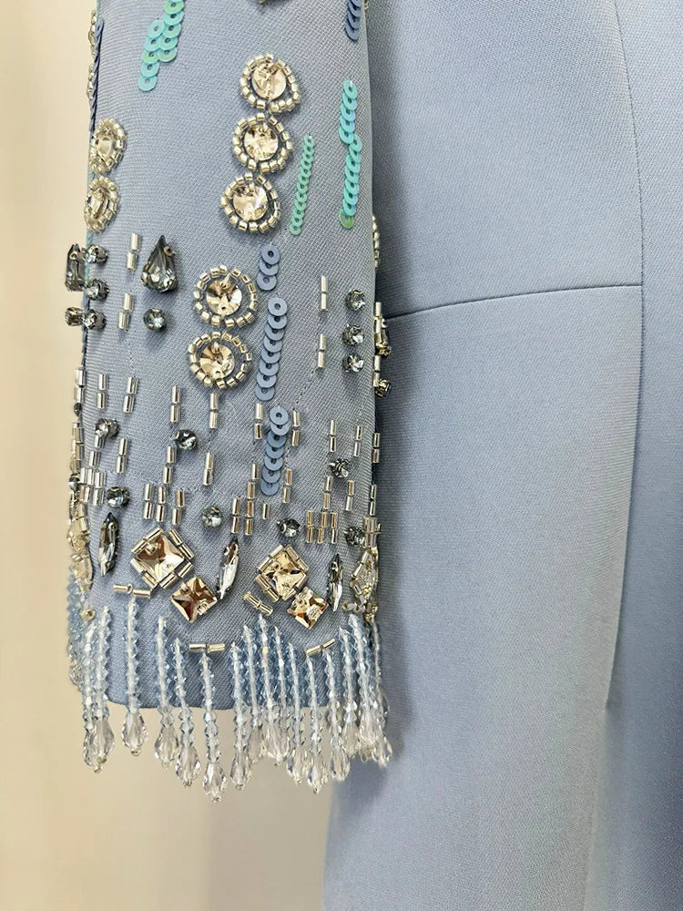 Newest Fashion 2026 S/S Designer Vestido Women's Half Sleeve Stunning Beaded  Long Maxi Dress