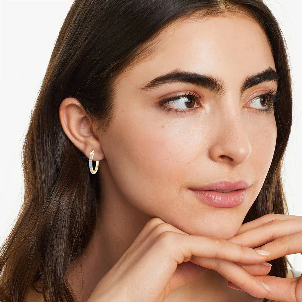 Hoops 1.8mm Moissanite Earrings For Women Real 925 Sterling Sliver Plated Yellow Gold Hoop Earring Fine Jewelry Christmas Gifts