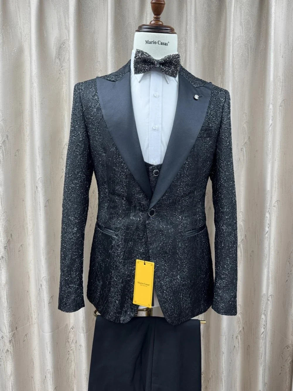 Glitter Luxurious Men's Formal Suits 3 Pieces Dancing Wear Elegant Peak Lapel Suit Set For Men Business Party Outfit S-3XL