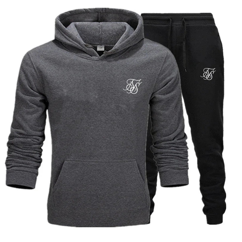 sik silk Men Brand New Sets Fashion Autumn Spring Sporting Suit Sweatshirt Sweatpants Mens Clothing 2 Pieces Sets Slim Tracksuit