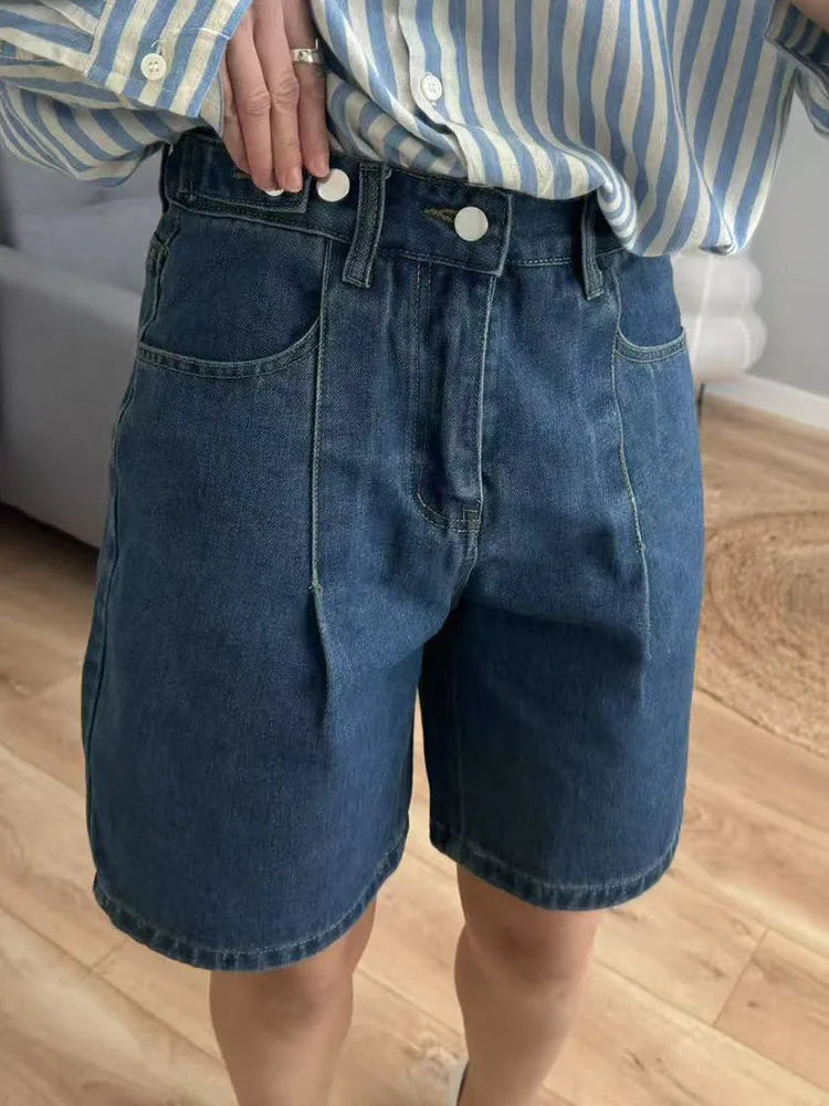Summer Jean Shorts Women Denim High Waist Black Baggy Short Jeans Summer Pants Women's Bermuda Denim Shorts Wide Leg For Women