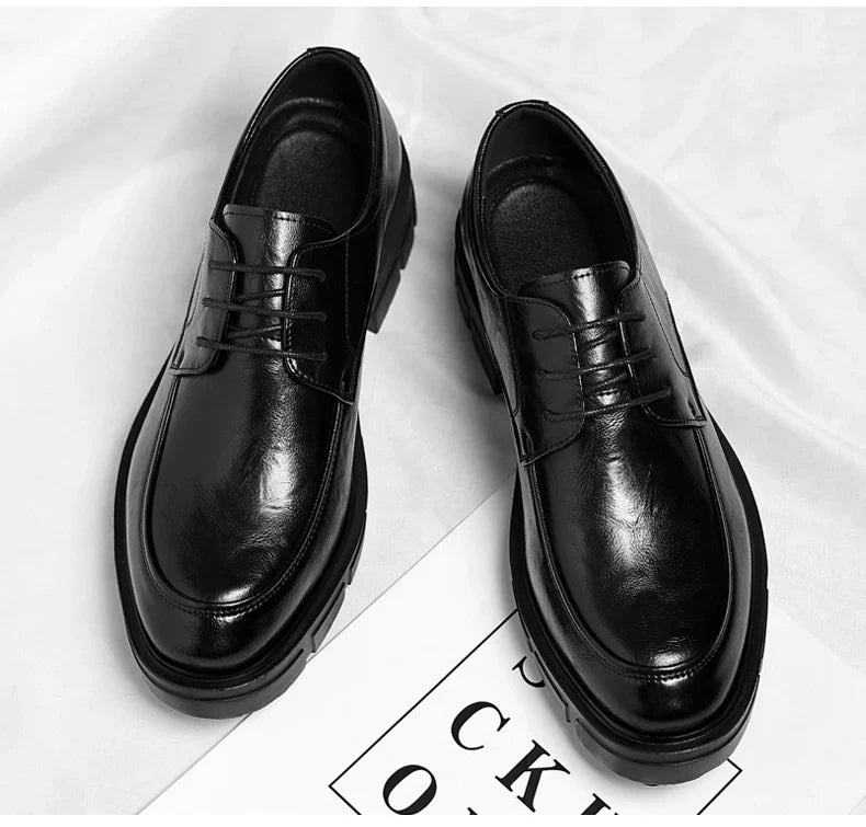 Men Dress Elevator Shoes Platform Breathable Lift Casual Business Luxury Genuine Leather Heightening Shoes5/8/10CM Taller Male