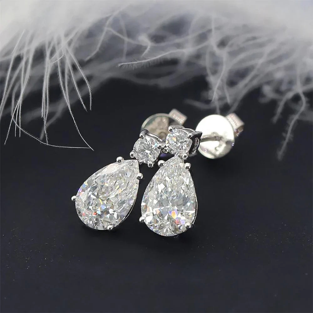3cttw  Certified Oval/Round Cut Moissanite Diamond Drop Earrings for Women 100% 925 Sterling Silver Stud Earring Fine Jewelry