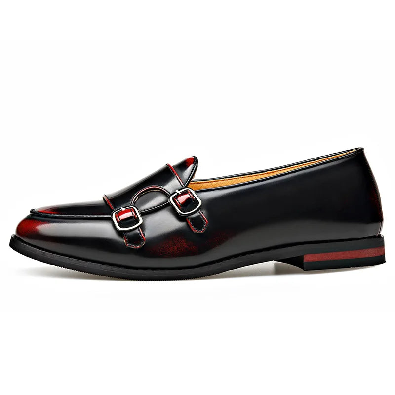 Spring Summer New Cow Leather Shoes for Men Buckle Designer Loafers Male Solid Color Big Size Fashion Business Casual Shoes Man