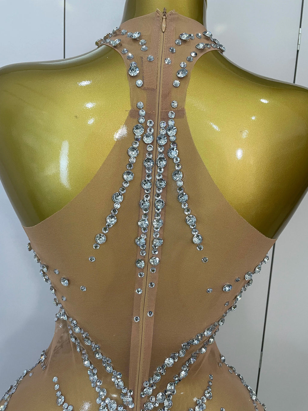 Sparkly Rhinestones Sexy Mesh See Through Dress Party Evening Prom Celebrate Birthday Dress Singer Dancer Show Stage Wear