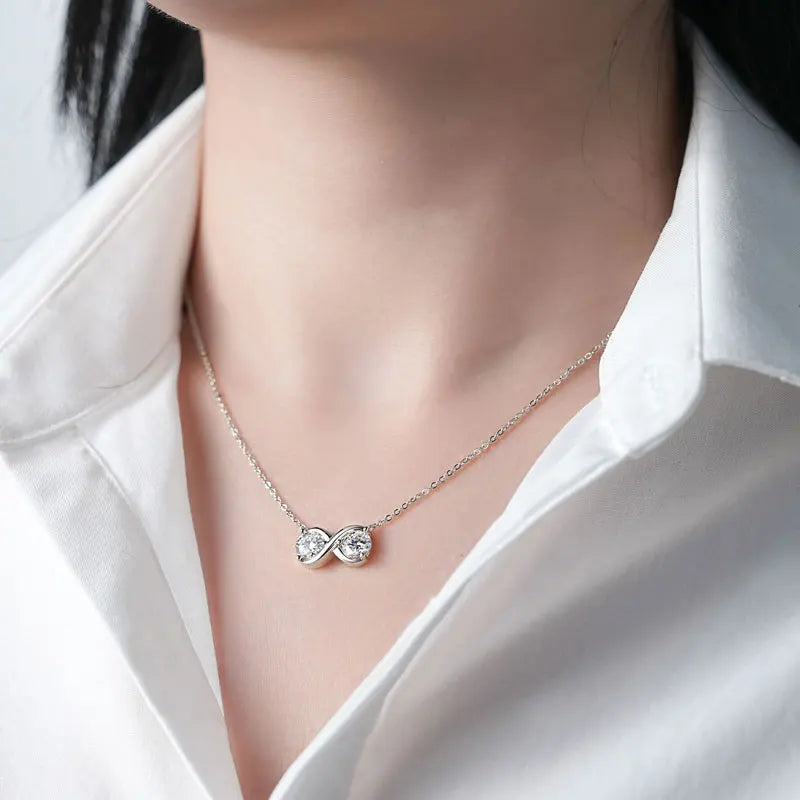 GRA Certified Moissanite Twisted Bowknot Pendant Necklaces for Women S925 Sterling Silver Jewelry Chains Wedding Gifs