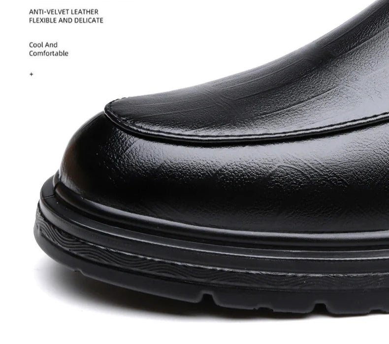 Men's Lace-up Business Casual Leather Shoes Spring Autumn New Platform Work Shoes Male Fashion Solid Color Dress Shoe Man