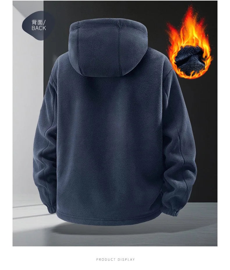 Winter New Fashion Trend Retro Sports Thick Warm Lamb Wool Jacket Men's Casual Loose Comfortable High-Quality Plus Size Jacket