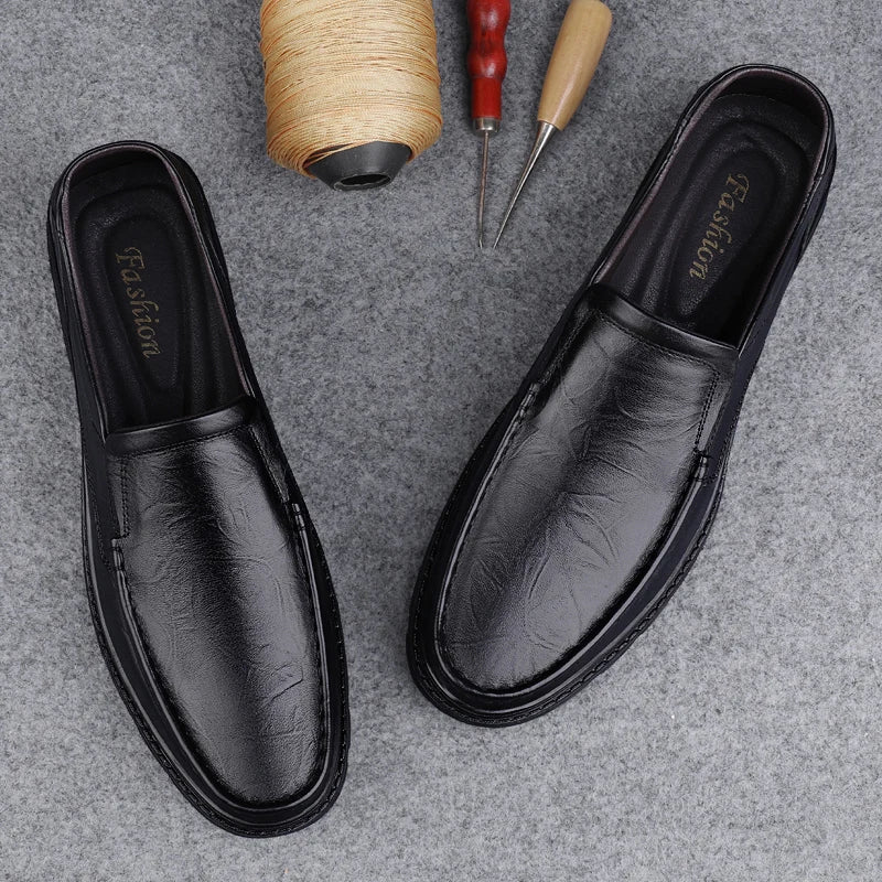 2025 New Summer Leather Shoes, Soft-soled Height-increasing Commuting and Patrol Shoes, High-end Handmade Leather Shoes for Men