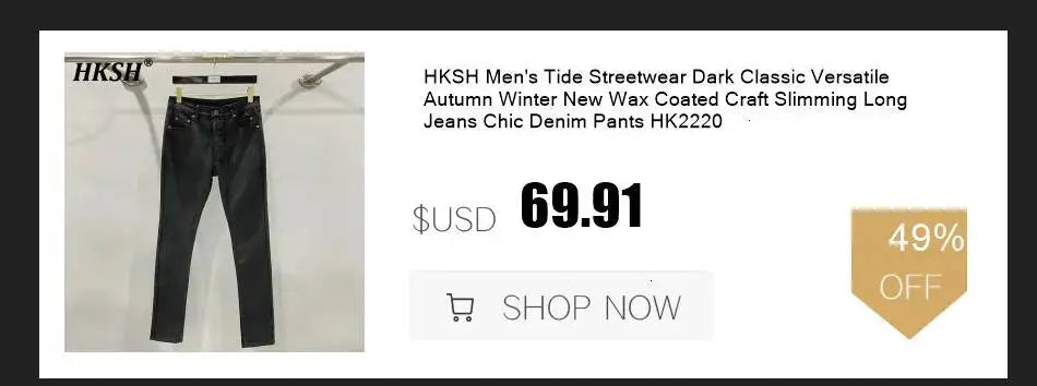 Autumn Winter New Men's Tide Original Design Techwear High Street Fashion Trend Vintage Jacket Chic Casual Coats Ins HK6132
