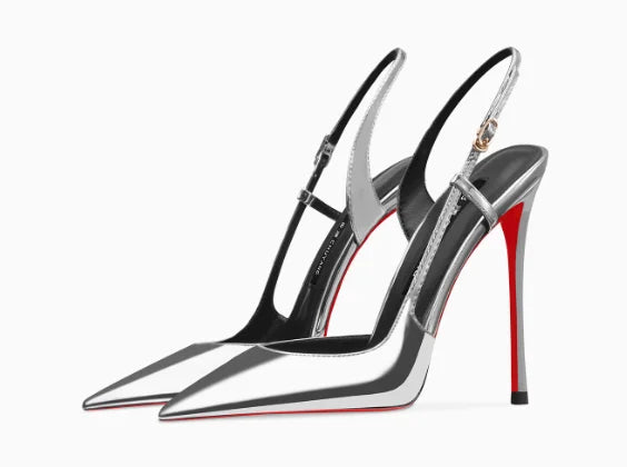 Rose red satin back tripe buckle sandals for women's new style slim heel and sexy European and American style single shoes