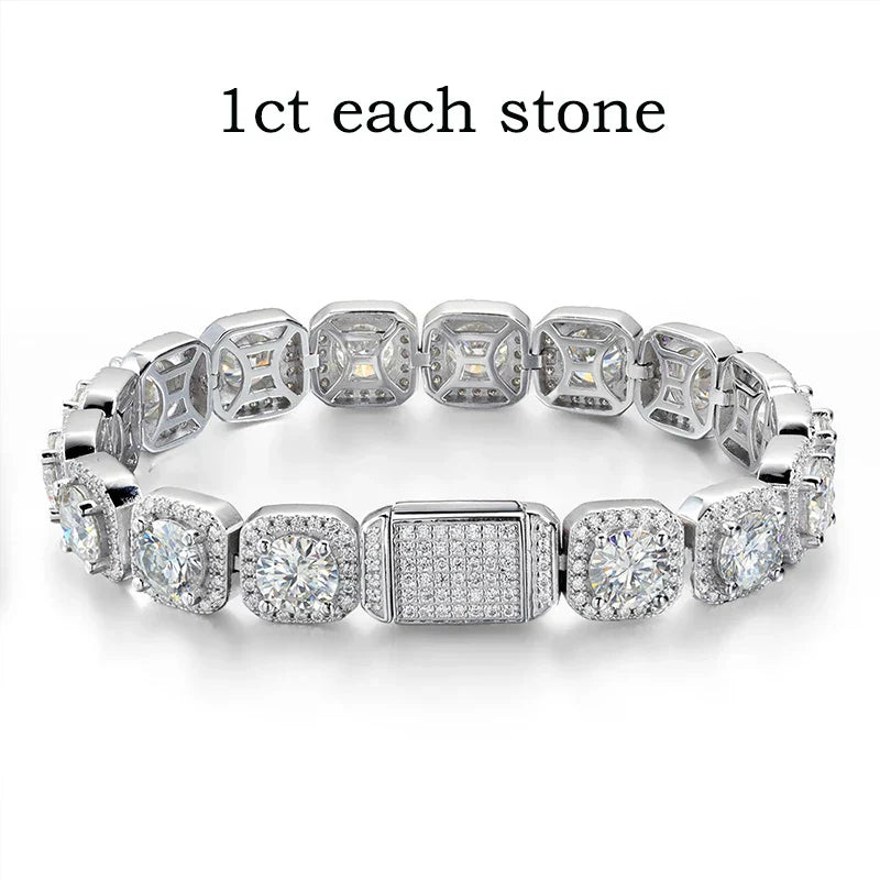 4/5/6.5mm Full Diamond 100% Real Moissanite Bracelets for Men Women Classic Luxury Bangles Pure 925 Sterling Silver Chain