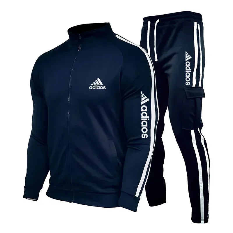 2025 New Men's Zipper Tracksuit Set Sweatshirt and Sweatpants Sports Suit Running Fitness Clothing