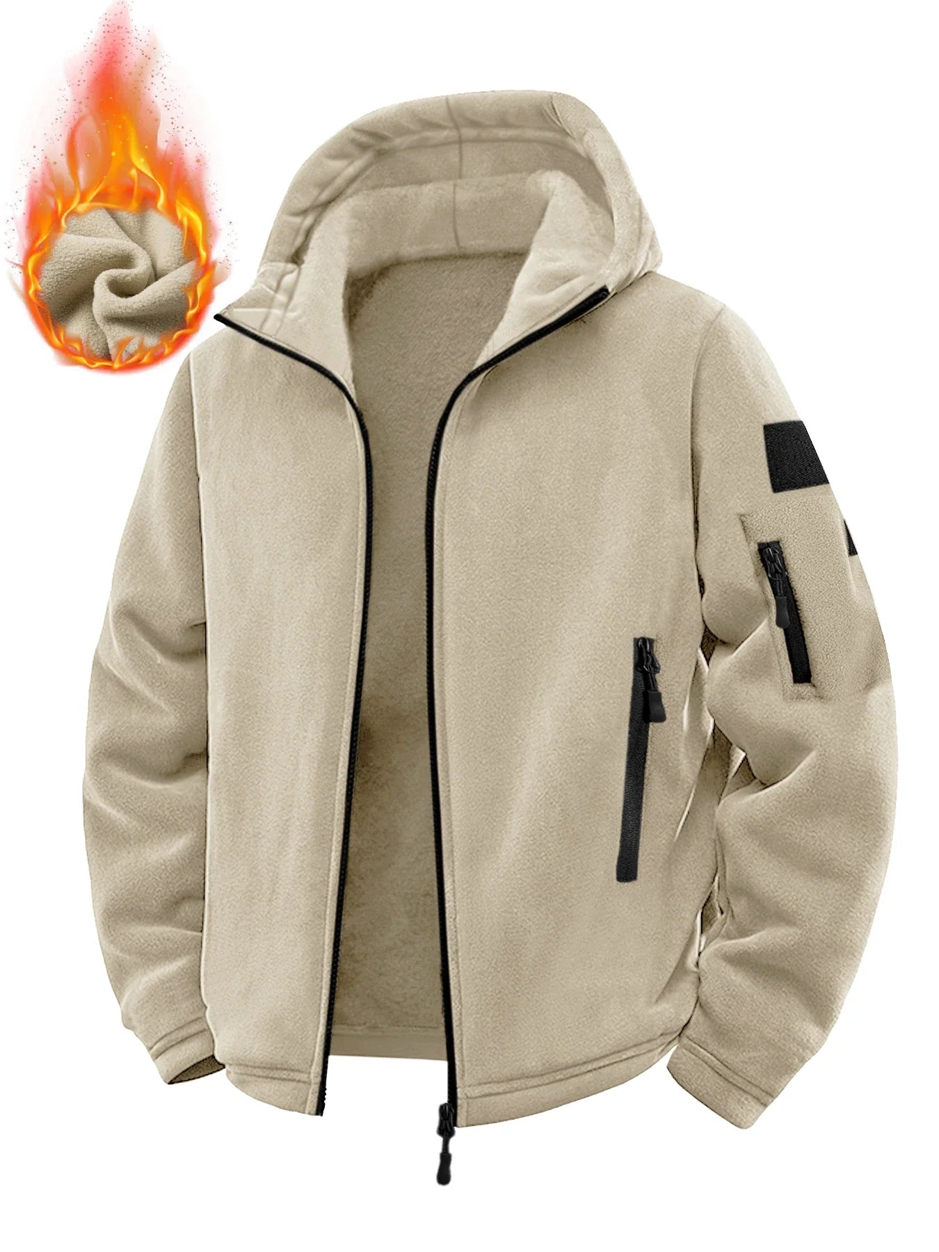 Men's Tactical Jacket Autumn Winter Thickened Warm Hooded Jackets Coats Outdoors Sports Full Zip Up Hoodies Hiking Outwear