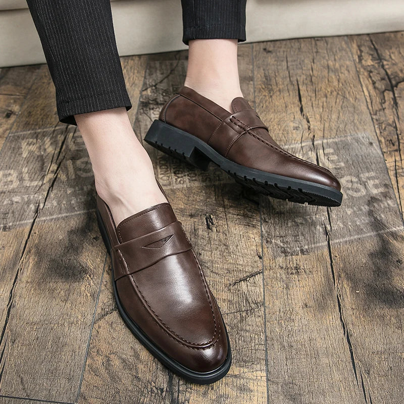Mens Casual Leather Breathable Business Designer Brand Office Loafers Formal Classic Smile Footwear Dress Shoes for Men Flats 48
