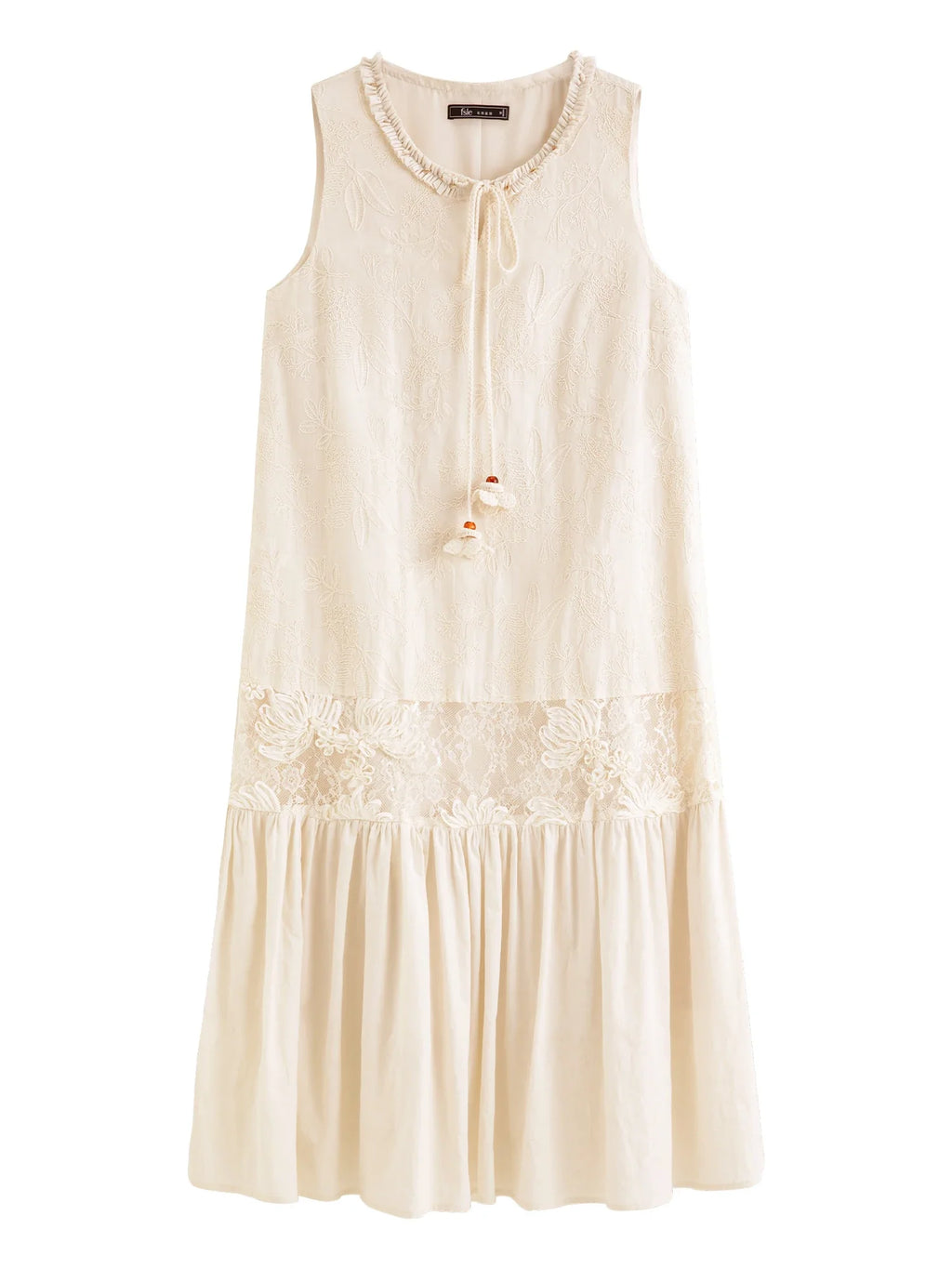 Stylish Patchwork Embroidered Sleeveless Midi Dresses for Women New Summer Beach Holiday Style Cotton