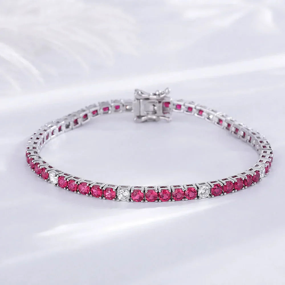 Fine Jewelry 3mm Montana Blue/Emerald Green/Ruby Red/Turquoise/Black Cubic zircon 925 Silver Tennis Bracelet
