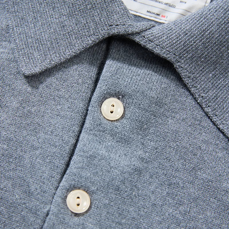 New American Retro Lapel Knitted POLO Shirt Pure Cotton Sweater Pullover Bottoming Casual Sweater Long Sleeve Men
