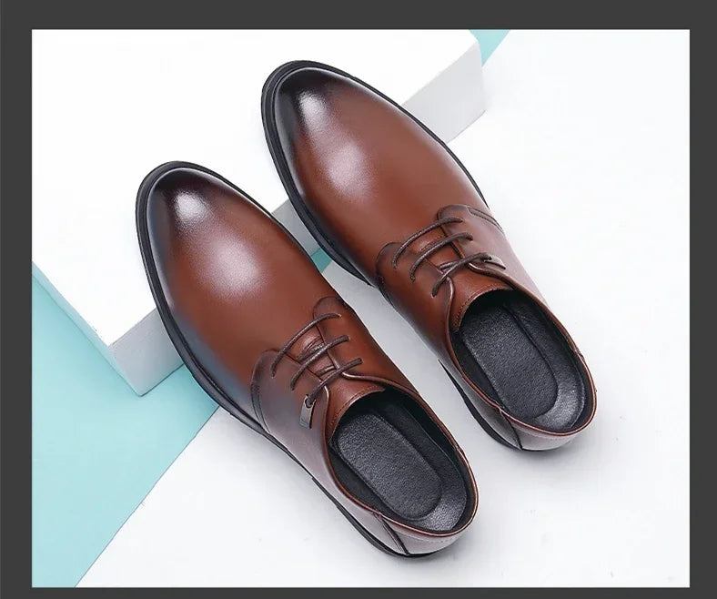 Height Increasing Shoes Man Hollow Breathable Taller Elevator Shoes 6CM Invisible Insole for Daily Men Heighten Wedding Shoes