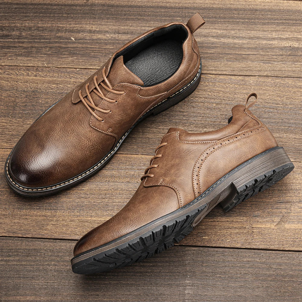 Men Casual Shoes Fashion Brand Comfortable 2025 Leather Shoes#KD826