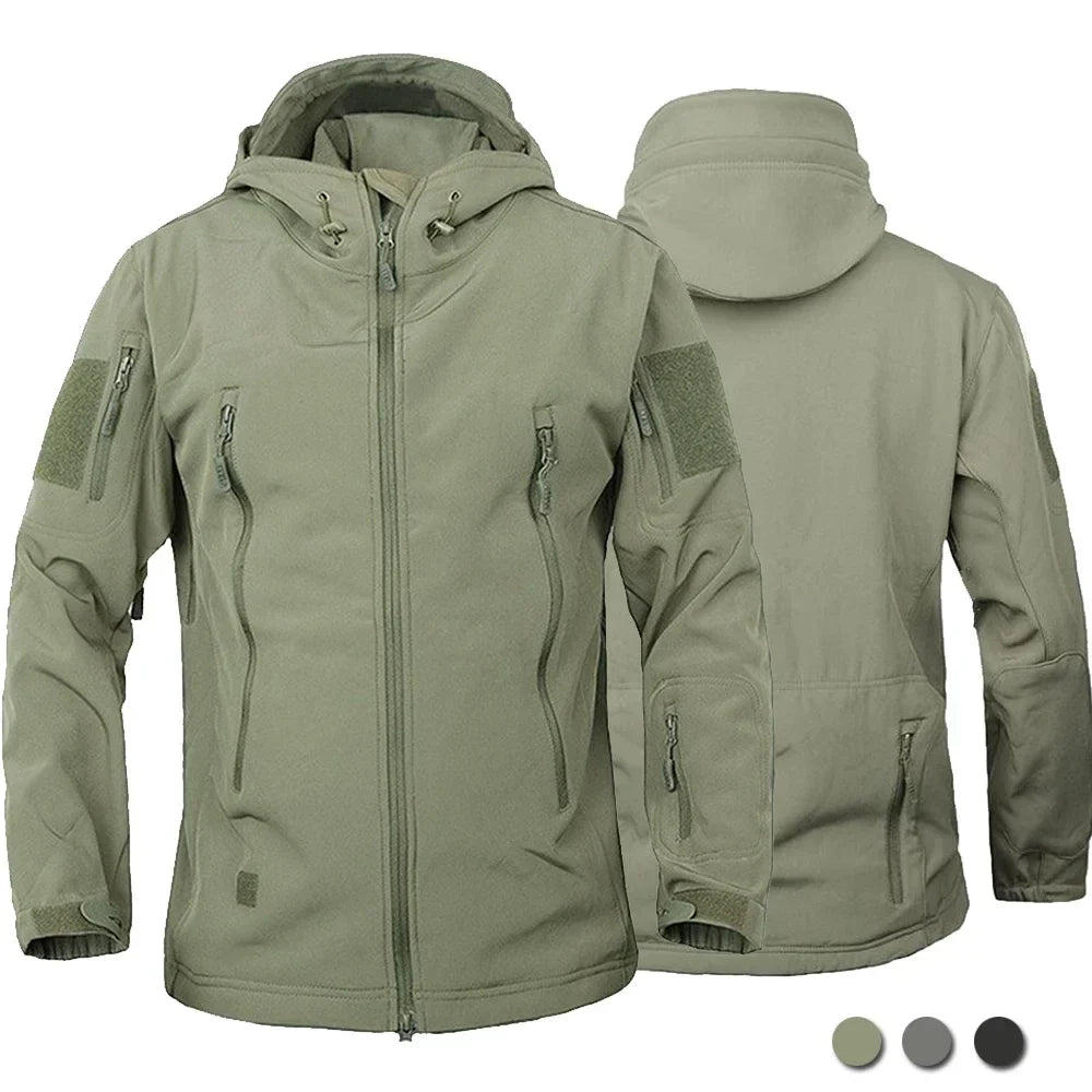 Motorcycle Shark Skin Soft Shell Jackets Men Tactical Windproof Waterproof jacket men Combat Jackets Mens Hooded Bomber Coats