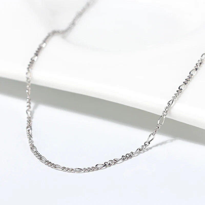 Trend 925 Sterling Silver 1.7mm 16-24 Inch Figaro Chain Necklace Figaro Link Chain Collares Minimalism Jewelry SC27