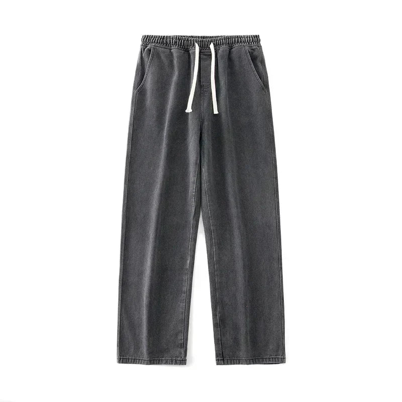 Good Quality Streetwear Loose Jeans Men Korean Style Fashion Loose Straight Wide Leg Pants Men's Brand Clothing Black Light Blue