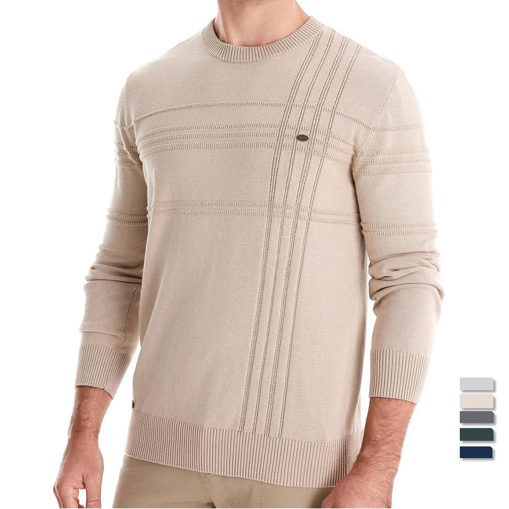 Mens Crewneck Pullover Sweater Knitted Cotton Stripped Quality Autumn Winter Warm Sweaters for Men