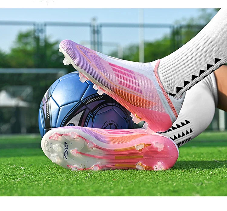 NEW Without-lace F50+ Mens Soccer Shoes Boys Training Non-Slip Turf Soccer Cleats TF/FG Football Sneakers Chuteira Campo 35-45
