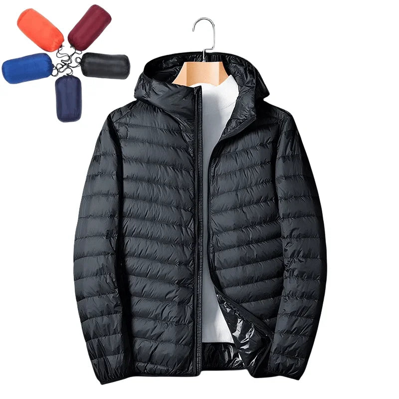 Autumn Winter Down Jacket Men Ultra Light Windproof Waterproof Anti Fouling Anti-Oil White Duck Portable Hooded Coat Male