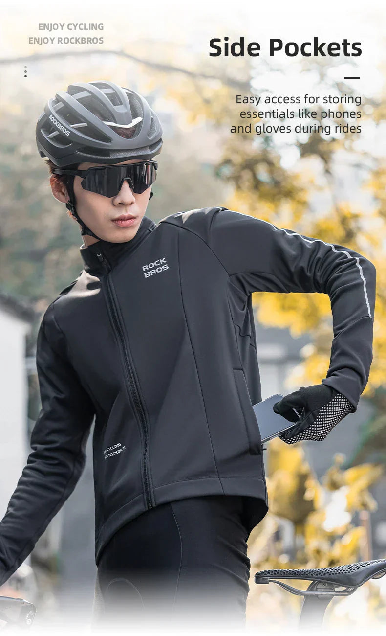 Bicycle Jersey Fall/Winter Fleece Cycling Clothing Thermal Long Sleeve Cycling Clothing Warmer Windproof Sportswear