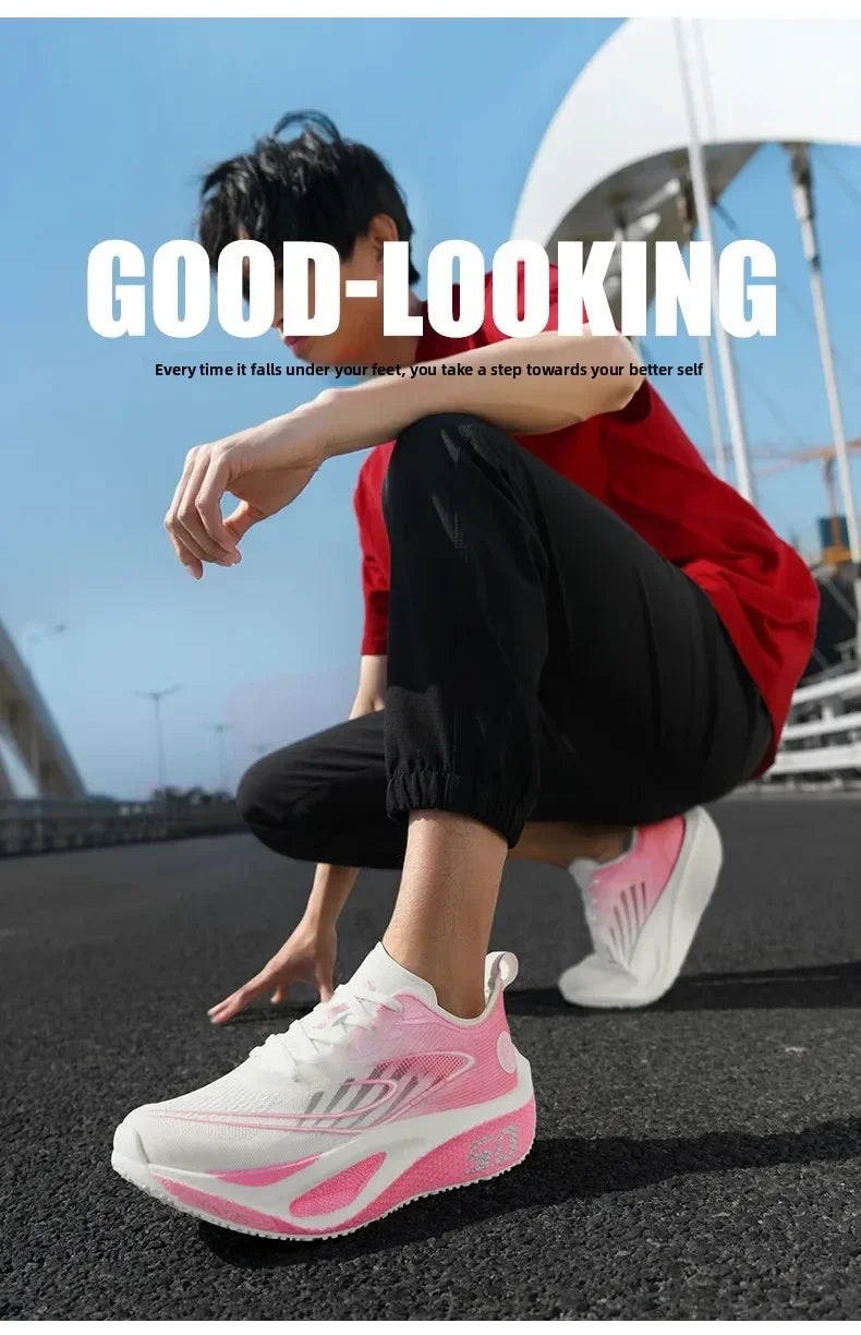 Carbon Plate Running Shoes Professional Marathon Racing Lightweight Bounce Cushion Breathable Sports Sneakers