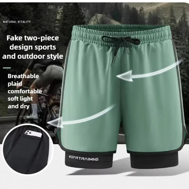 Men Running Shorts Gym Sports 2 in 1 Camo Quick Dry Workout Training Gym Fitness Jogging Short Sweatpants Summer Men Sportswear